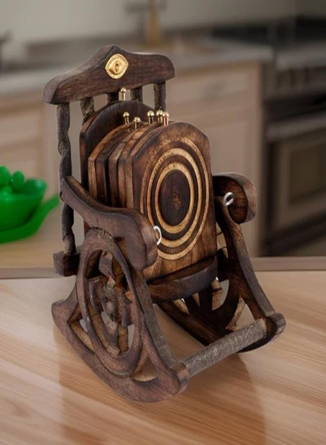 INUS Chair Design Wooden Handmade Antique Miniature Chair Shape Coaster Set of 6, Drink Coasters for Tea, Coffee, Hot & Cold Beverages, Tabletop Decor for Kitchen, Dining, Office & Restaurant Coasters - Image 4